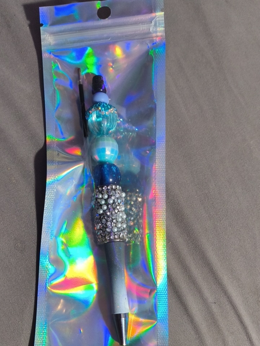 Sparkling Blue Beaded Kids Pen